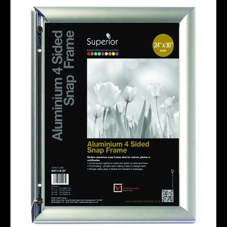 SECO Poster Snap Frame, 24" x 36", Silver SN2436NEW